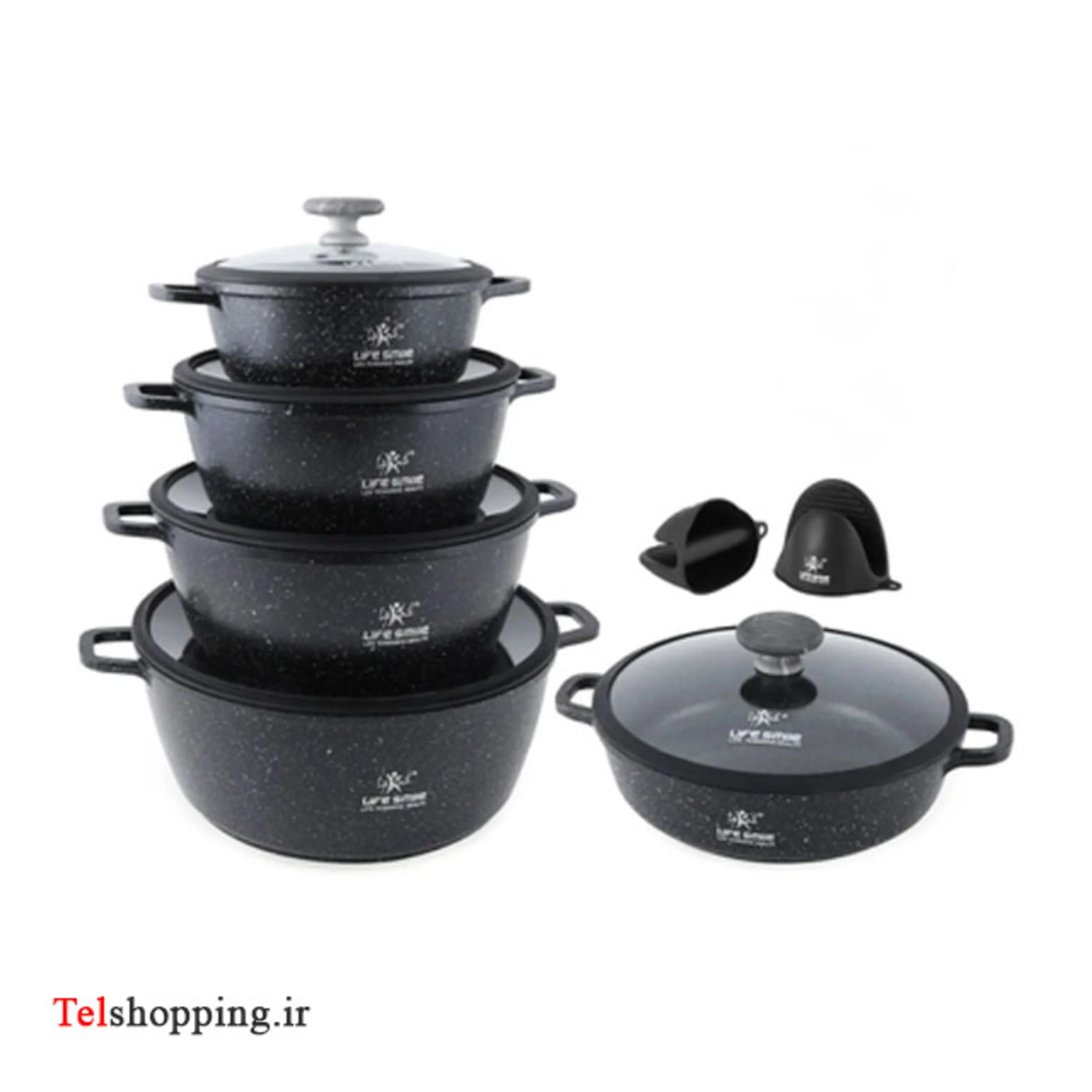 سرویس قابلمه 12 پارچه اسمایل لایف مدل p17s گرانیتی